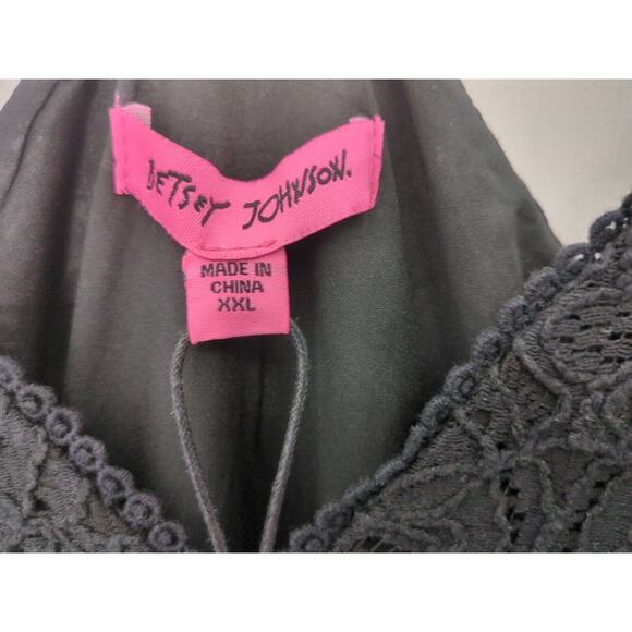 Betsey Johnson Lacy Mini Dress Black Cross Strap XXL - Picture 6 of 7
